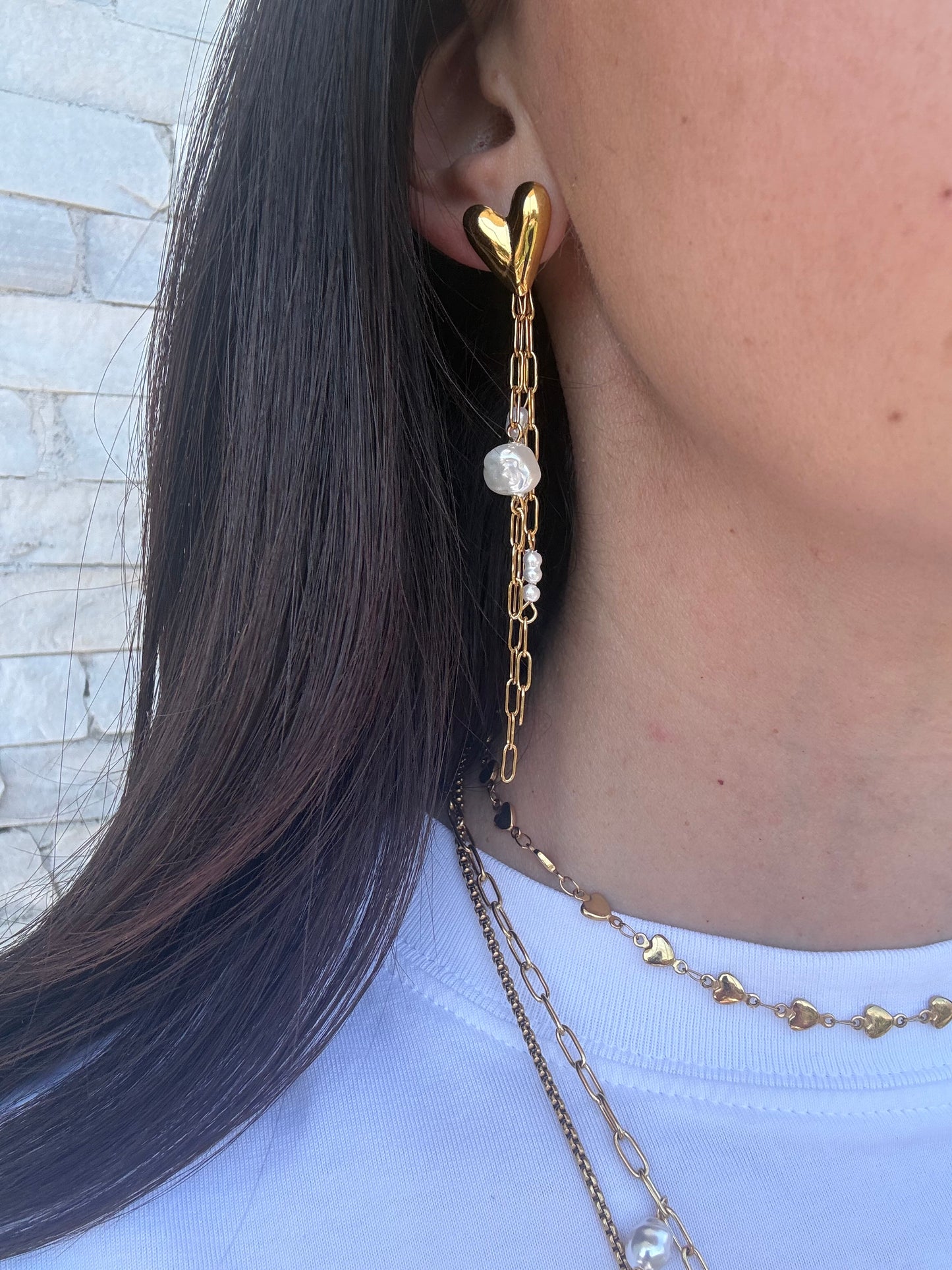Orecchini Pearl Chain