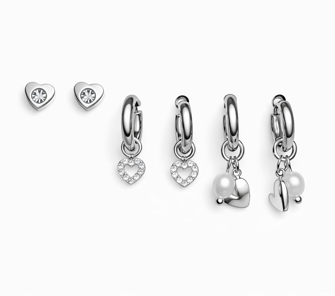 Orecchini Set Mini Hoop Cuoricini
