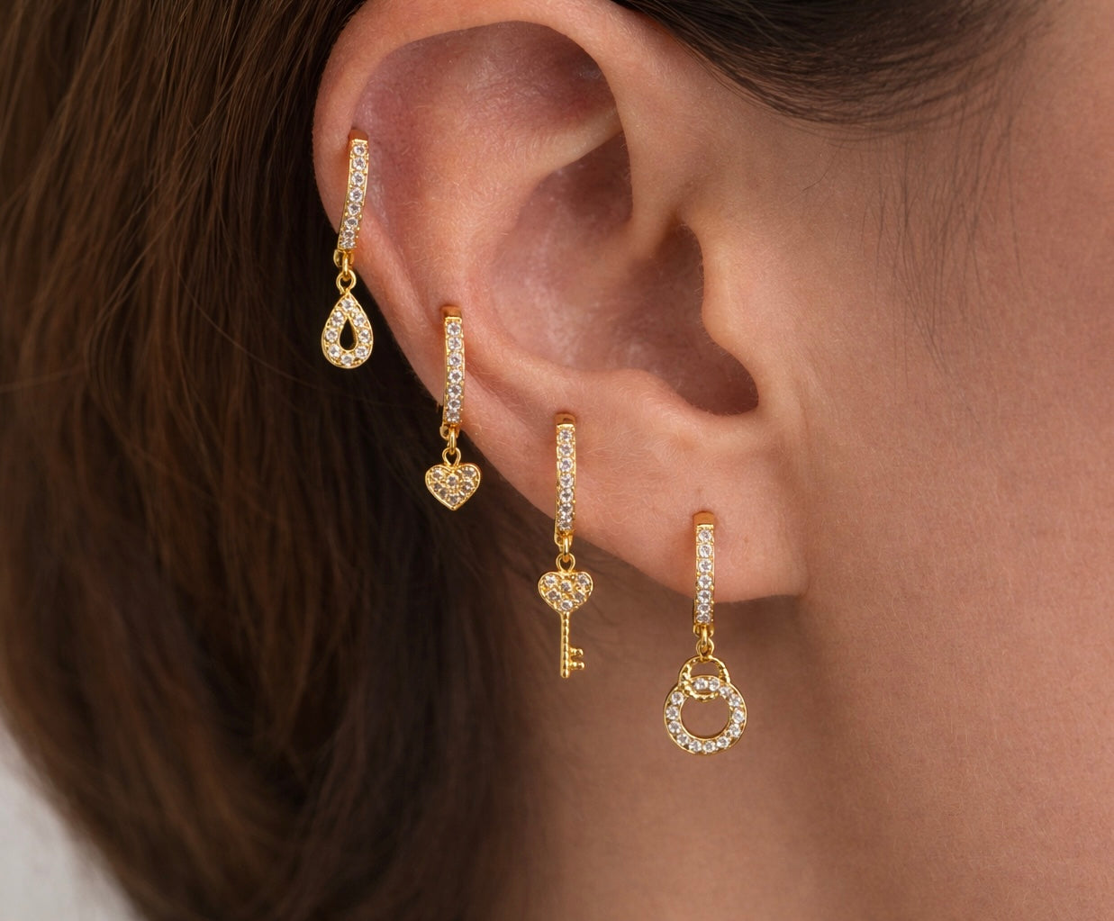 Orecchini Set Mini Hoop Charms