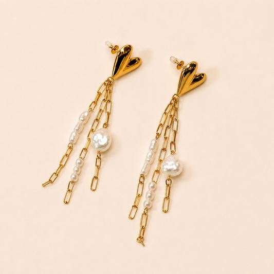 Orecchini Pearl Chain