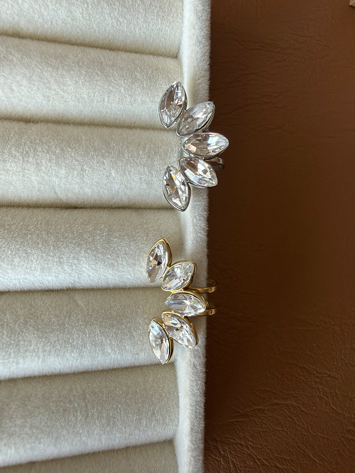 Ear Cuff Crystal Leaf