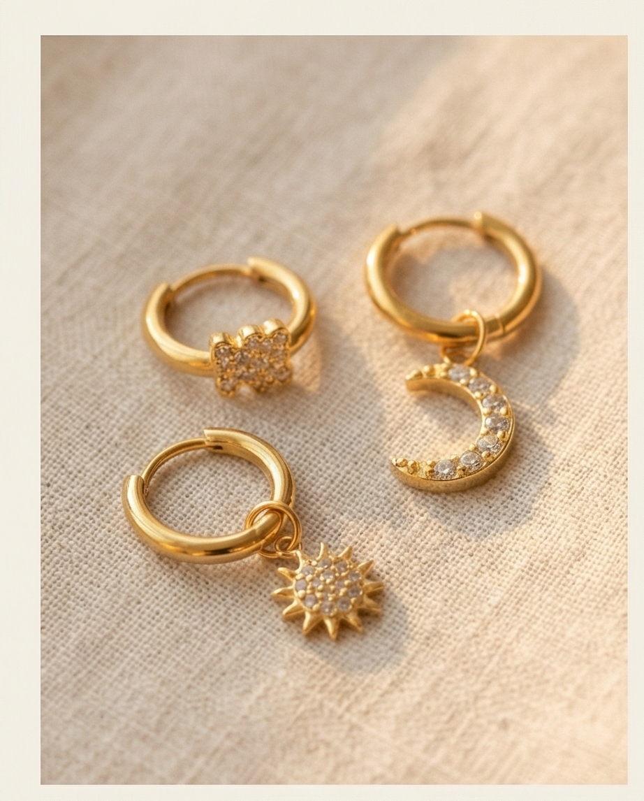 Orecchini Set Mini Hoop Sole Luna