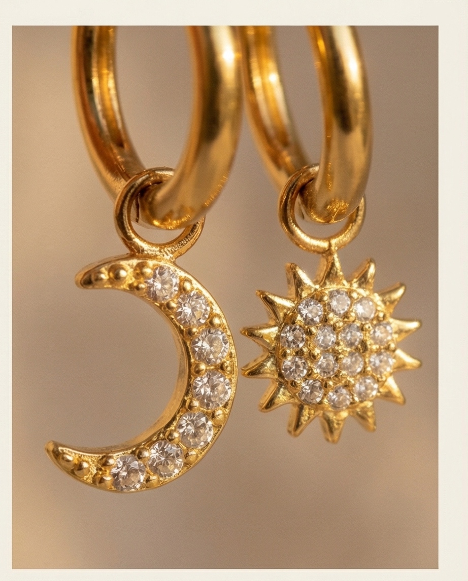 Orecchini Set Mini Hoop Sole Luna
