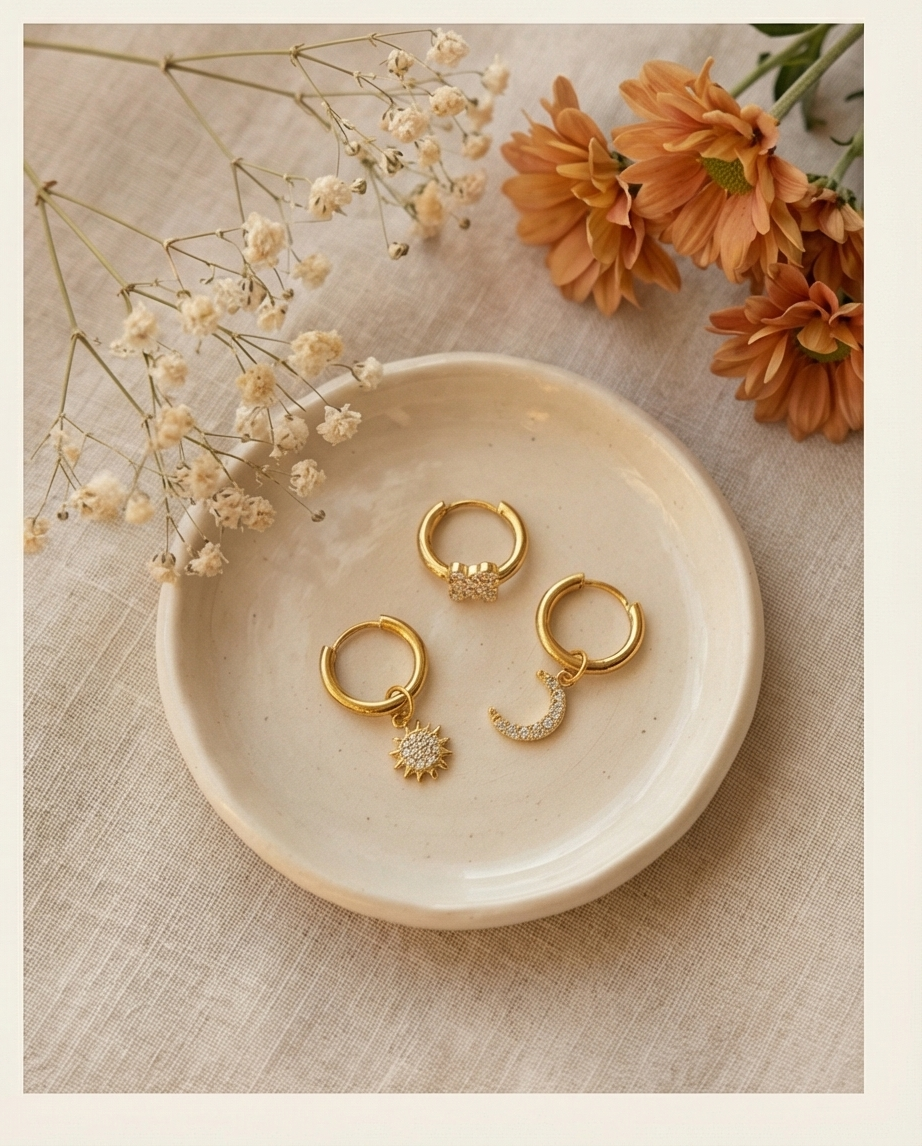 Orecchini Set Mini Hoop Sole Luna