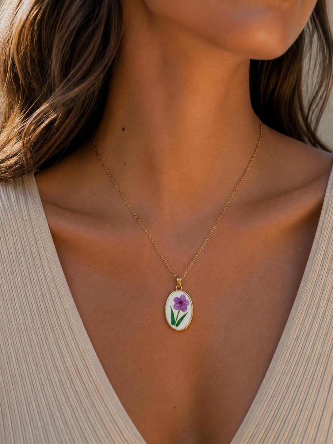 Collana Fiore Viola